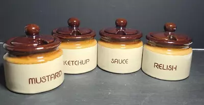 Vtg Condiment Lidded Jars Set Of 4 • $24.99