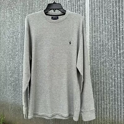 Polo Ralph Lauren Gray Waffle Knit Thermal Shirt Casual Basics Men’s Slim XL • $18