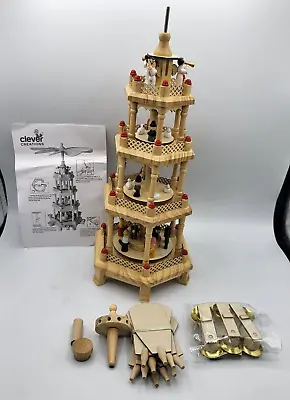 17 Inch Wooden Christmas Pyramid Windmill Candle Holders - 4 Tiers Carousel NEW • $60