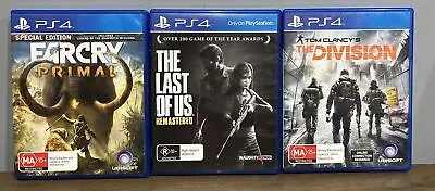 PS4 Bulk Lot Farcry Primal The Last Of Us Remastered Tom Clancy’s The Division • $33