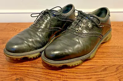 FootJoy DryJoy Tour Black Leather Golf Shoes 53676 Mens Size 8M Preowned • $15