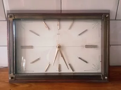 Metamec Wood & Brass Wall Clock .. Sweep Second Hand .. 20th Century . 14  X 10  • £39.95