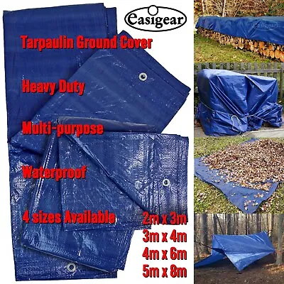 Tarpaulin Ground Cover Sheet Heavy Duty Waterproof Outdoor Protect Multi Sizes • £6.49