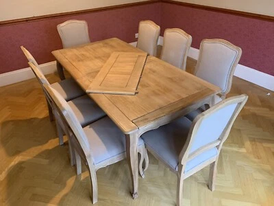 £175 • Buy Amelie Extending Dining Table Brown + 8 X Amelie Dining Chairs Natural