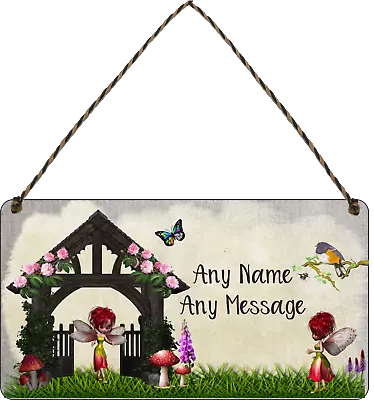 Personalised Fairy Garden Hanging Plaque Sign Garden Shed Summerhouse Playhouse • £5.88