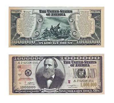 Vintage $1000000 One Million Dollars *UNCIRCULATED* Rutherford B Hayes NOVELTY • $20