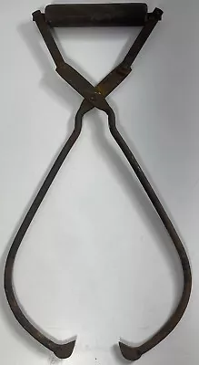 Antique Cast Iron Ice Block Hay Bale Tongs 14.5  • $27.99