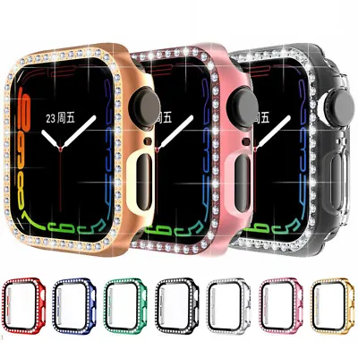 $13.99 • Buy Bling Case Tempered Glass Protective Cover For Apple Watch Series 8 7 6 5 4 3 21