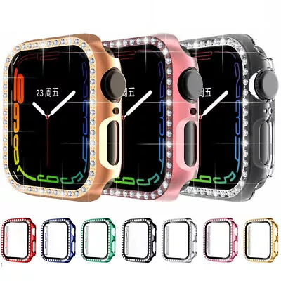 Bling Case Tempered Glass Protective Cover For Apple Watch Series 8 7 6 5 4 3 21 • $13.99