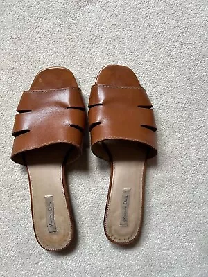 Massimo Dutti  Leather  Brown  Summer Slides In Size 40 In Good Condition  • £10.99