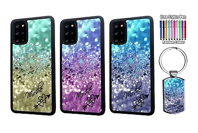 PERSONALISED Star Mandala Glitter Print Silicone Phone Case Samsung + Keyring • $15.39