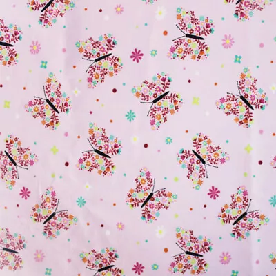 Digitally Printed Cotton Jersey Fabric Floral Butterflies Butterfly Flower • £8