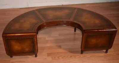 1900s Antique Weiman English Regency Mahogany & Leather Top Coffee Table • $1450