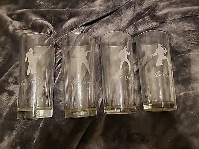 A Set Of Four Elvis Presley Glasses With Gold Bottom • $25
