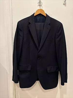 Hackett Navy Blue Birdseye Suit 40R 34x32 • $100