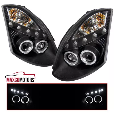 Black Projector Headlights Fits 2003-2007 Infiniti G35 Coupe LED Halo Left+Right • $245.49