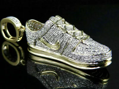 Mens 10K Solid Yellow Gold Finish Diamond Air Force One Shoe Pendant 3.00 Ct • $143.99