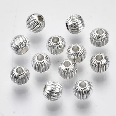 Tibetan Silver Spacer Beads Small Round Striped Patterned 4mm X 3mm • £2.65