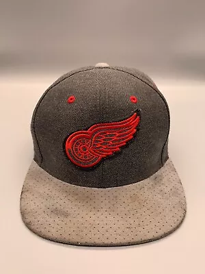 Detroit Red Wings Hat Cap Snap Back Gray Mitchell & Ness NHL Hockey Adult Mens • $11.99