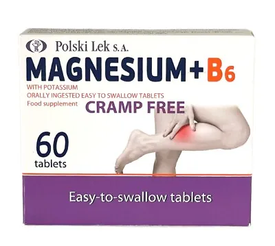 Magnesium B6 Cramp Free Potassium Supplement 60pcs Easy To Swallow Magnez B6 • £5.15