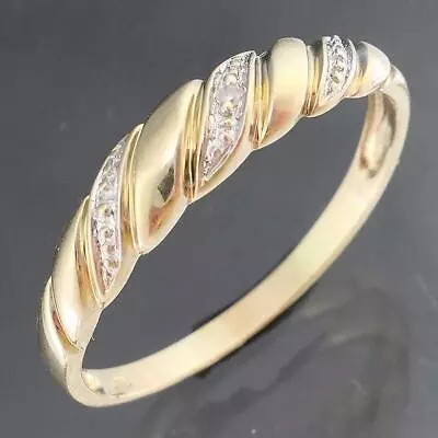 Twist Design Illusion Set Solid 9k Yellow GOLD Single DIAMOND RING Sz U • $169