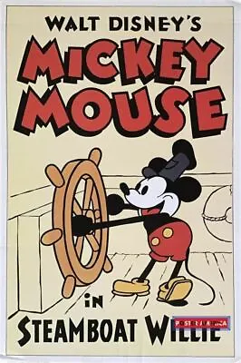 Mickey Mouse In Steamboat Willie Rare Disney Poster 16 X 24 • $111.77