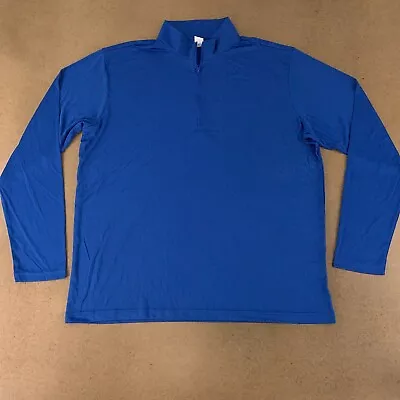 Sportek Mens Size 2XL Blue Long Sleeve 1/2 Zip Long Sleeve Polo Shirt • $15.87