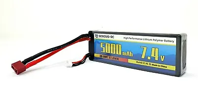 2S LiPo Battery 5000mAh 7.4v 50C Hard Case RC Car Battery W/Deans Connector -UK • £24.99