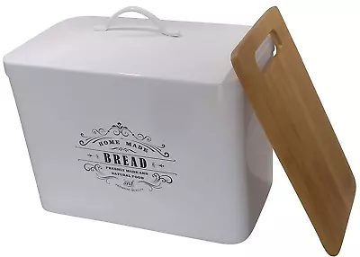 Metal Bread Box With Cutting Board - Kitchen Storage Tin Container • $36.99