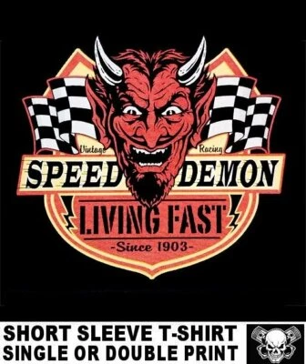 $25.99 • Buy Speed Demon Devil Hot Street Rat Rod Car And Biker V-twin Skull T-shirt Ws73