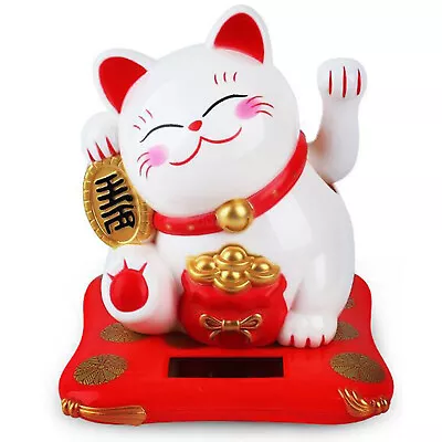 Lucky Cat Waving Arm Vivid Cat Figurine Cute Maneki Neko For Good Fortune • $19.88