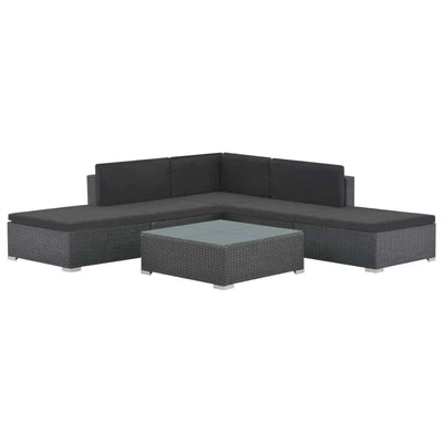 $759.99 • Buy 6 Piece Garden Lounge Set With Cushions Poly Rattan Black VidaXL