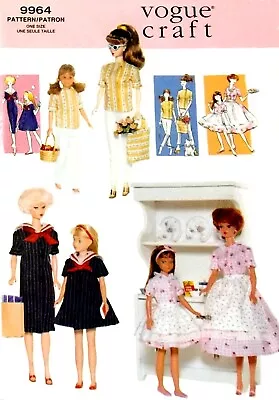 Vintage Style Barbie & Skipper Matching Clothes Pattern Reproduction Vogue 9964 • $8.95