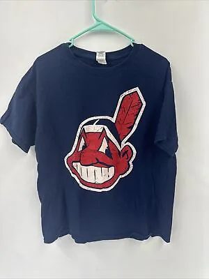 Cleveland Indians Shirt  Large Chief Wahoo & American Flag Baseball Double Sided • $15