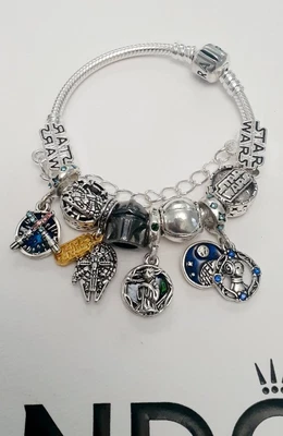 $86.95 • Buy New Authentic Pandora Bracelet With Beautiful Generic Star Wars Themed Charms