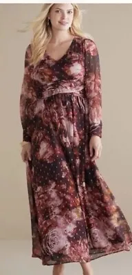 NEW Soft Surroundings Rina Silk Floral Maxi Dress Women’s Size 16 Retail $250 • $45
