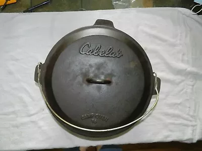 RARE VINTAGE CABELA'S CAST IRON 14 CAMP OVEN With SELF BASTING LID  • $154.99