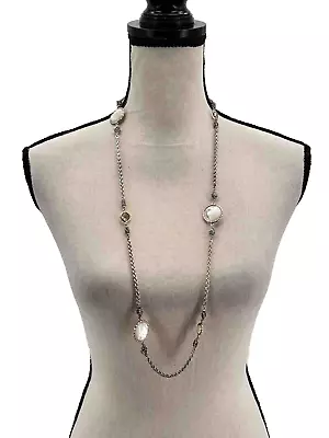 Michael Dawkins Sterling Silver 925 Station Necklace Mother Of Pearl Cirtine 36” • $225.99
