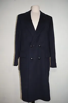 Raeligh Limited Inc. Trench Coat 100% Pure Virgin Wool Navy Blue Men's See Notes • $64.99