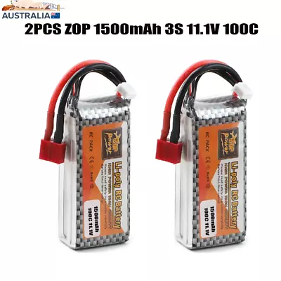 NEW 2X 3S Shorty Lipo Battery 1500mAh 11.1V 100C Deans For RC Model Airplane AU • $59.59