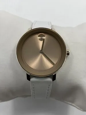 Movado Bold Evolution Quartz Rose Gold Dial Leather Strap Ladies Watch 3600891 • $189.95