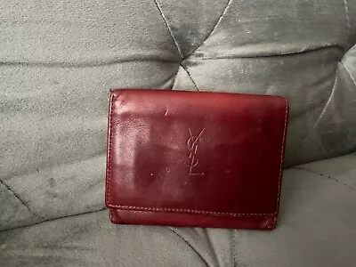 Vintage YSL Mens Leather Trifold Burgundy Wallet As Is • $39.99