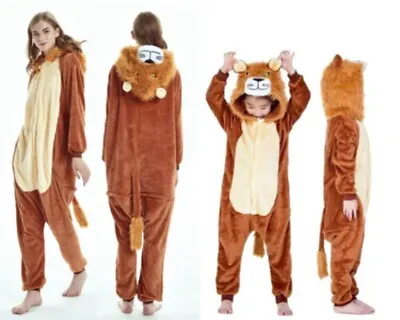 Lion Kids Adult Flannel Pajamas Onesie2888 Cosplay Costume Parent-child Clothing • £22.79