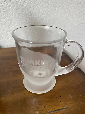 $15 • Buy Dunkin' Donuts 2016 Clear & Frosted Glass 12 Oz. Footed Coffee Tea Mug Cup