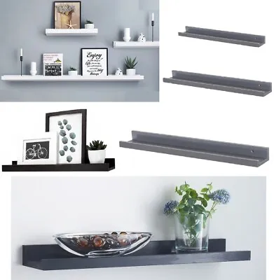 Set Of 2 Floating Wall Shelves Picture Ledge Display Rack Book Hanging Shelf New • £9.74