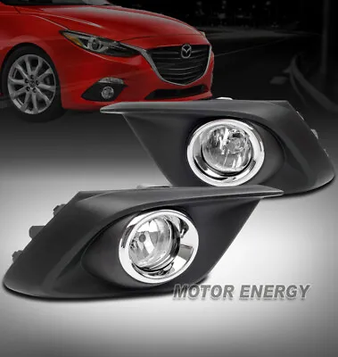 14-16 Mazda 3 Hatchback/sedan Bumper Fog Lights Lamp Chrome W/bracket Left+right • $74.95