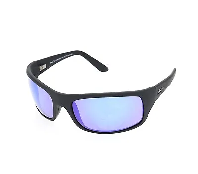 Maui Jim Peahi Polarized 65mm Sunglasses In Matte Black/Blue Hawaii S3438 • $174.04