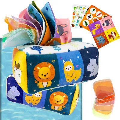 Tissue Box Baby Sensory Toy Colorful Rainbow Dance Scarves Toy For Kids AU • $11.89