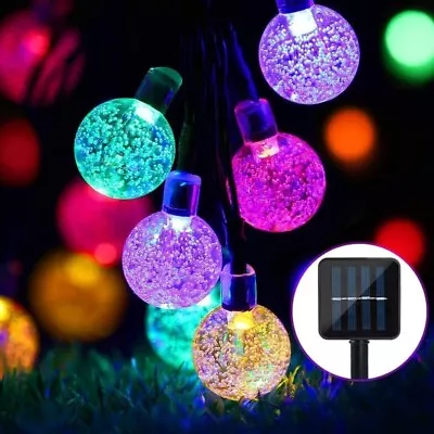 SOLAR POWERED String Lights LED Retro Bulb Garden Fairy Ball Hangin Outdoor Lamp • £7.99
