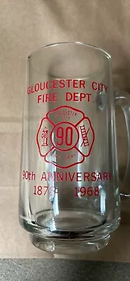 Gloucester City NJ Fire Dept Clear Glass Beer Mug 90th Anniversary • $8.99